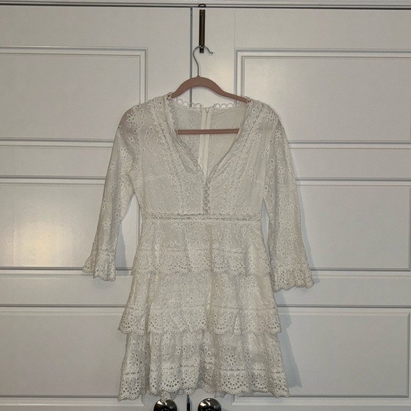 White embroidered mini dress - Picture 1 of 4